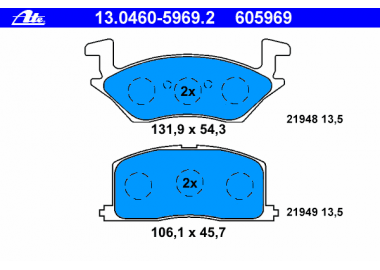             Stabdžių kaladėlių komplektas abiems priekiniams ratams 13.0460-5969.2 gera kaina internetu
        